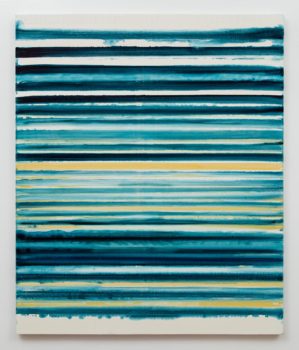 sue carlson blue and orange stripes