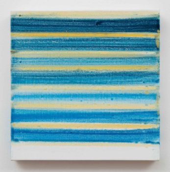 sue carlson blue and orange stripes